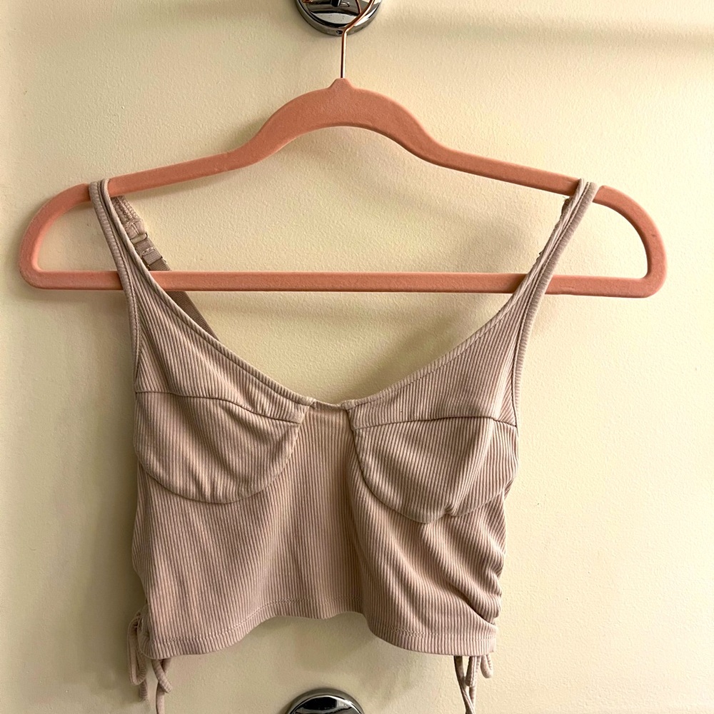 Cropped V Neck Cotton Corset,adjustable straps